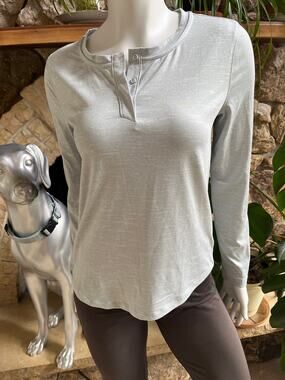 Duluth RecovIR Long Sleeve Sleep Henley Blue Shirt Women's Size XS